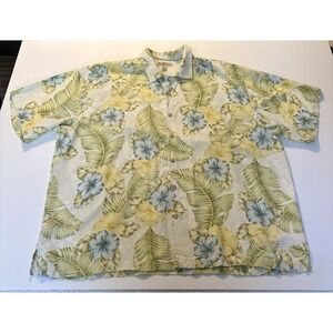 Tommy Bahama Silk Shirt Men's 2XL Button Up Hawaiian Tropical Camp Short Sleeve